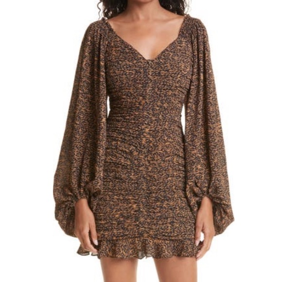 Ted Baker London Dresses & Skirts - Ted Baker Wyatte Animal Print V-Neck Balloon Sleeve Ruched Bodycon Mini …